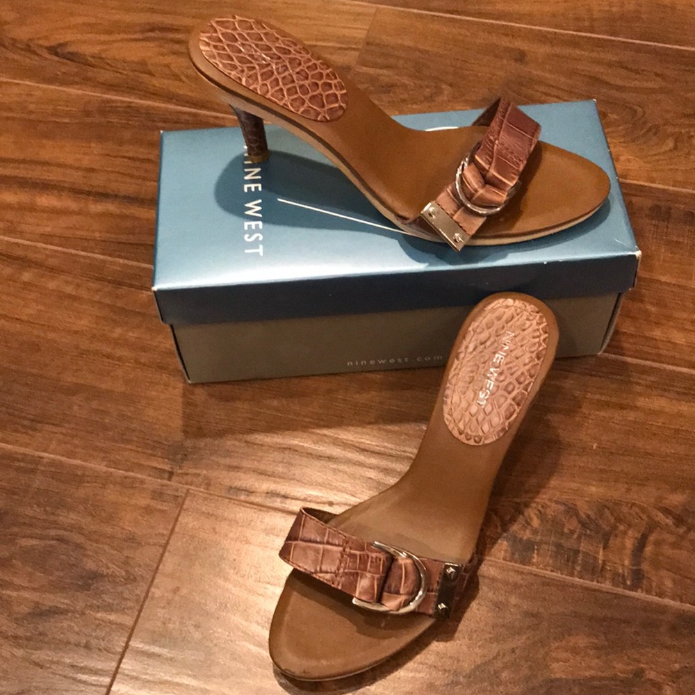 Nine West Brown Croc Print Sandals